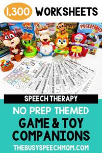 Are you looking for no prep activities to use for Articulation, Apraxia, Phonology, and Language? These themed game and toy companion resources include 1,300 total pages to use alone or pair with your students' favorite toys and games! It is the perfect no prep craft and game-board activity to use across your entire elementary school caseload! Send the game-board home for easy carryover that the kids enjoy!