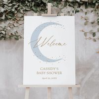 Editable Blue Moon Baby Shower Welcome Sign Template - Little Folk Printables