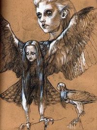 Happy Harpy - A gallery-quality illustration art print by Rita Dmitrijenko for…