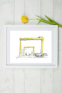 Harland and Wolff, Samson and Goliath, yellow cranes belfast, h&w, Belfast, northern Ireland, Belfast art, yellow cranes, Ireland, Ireland art, irish