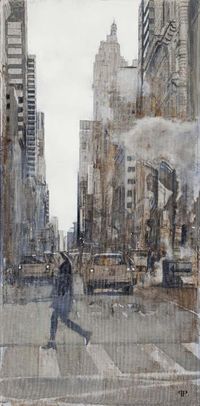 Patrick Pietropoli, New York 5th Avenue III, 2013, Oil on Linen, 40" x 20" #art #newyork #axelle