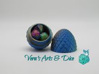 Blue, Orange, and Green Triple Colour | Dragon Egg with Mystery Dice by Vera's Arts & Dice - Perfect for Dungeons and Dragons | 3D Printed by VerasArtsandDice on Etsy