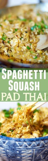 A healthy Spaghetti Squash Pad Thai recipe that tastes so amazing, you'd almost swear it's the real thing! (gluten free & paleo option included)