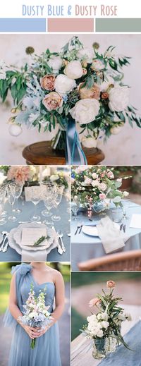 dusty blue and rose pink spring and summer wedding colors