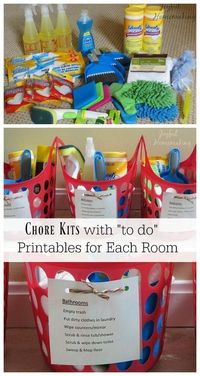 Chore kits with printable chore lists for each room by deloris