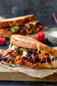 This Korean Steak Sandwich with Jalapenos and Garlic Mayo is roll-your-eyes-in-your-head amazing! Marinated rib eye steak and a kick of chilli heat!