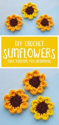 Make your own DIY crochet sunflowers - a fun floral crochet tutorial for summer for teens and tweens and a fantastic DIY hair accessory or headband