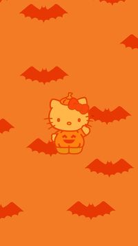 #halloween #hellokittyaddict #hellokittystuff #backgroundsforphones #background #halloweenart #halloweenstyle #orange #bats