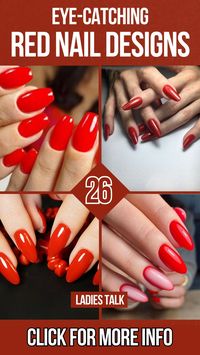 Make a bold statement with these stunning red nail designs. Whether you prefer classic reds or intricate patterns, these eye-catching looks are perfect for any occasion. Add a pop of color to your style with these must-try red nail ideas.
#RedNails #NailDesigns #StylishNails #NailInspo #BoldBeauty