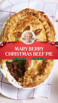 Mary Berry’s Christmas Beef Pie is made with braising steak, plain flour, mustard powder, sunflower oil, onion, celery, carrots, Guinness, beef stock, redcurrant jelly, bay leaves, puff pastry, fresh parsley, fresh thyme, and beaten egg. This hearty Christmas Beef Pie recipe creates a delicious dinner that takes about 3 hours and 25 minutes to prepare and can serve up to 6 people.