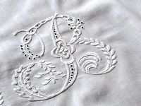 Hand embroidery monogram - whitework - B