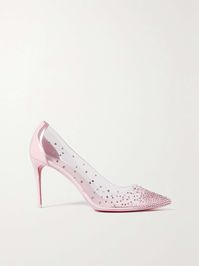 CHRISTIAN LOUBOUTIN Degrastrass 85 crystal-embellished PVC and leather pumps