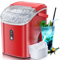 Nugget Countertop Ice Maker with Soft Chewable Ice, Automatic 35lbs in 24 Hours,Pebble Portable Ice Machine with Ice Scoop, Self-Cleaning, One-Click Operation, for Kitchen,Office Red