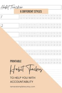 Habit trackers to help with your goal planning and goal setting. All 6 styles in this bundle are printable. An instant download so you can get started today. They are CANVA templates so they're easy to access and edit using a free CANVA account.