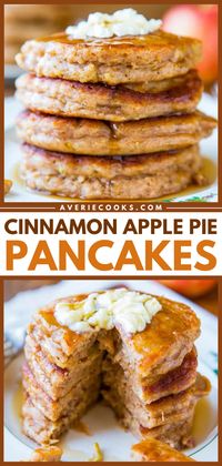 Cinnamon Apple Pancakes (with Vanilla Maple Syrup!) - Averie Cooks