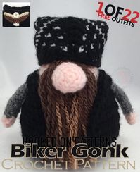 Free Doll Crochet Pattern Biker Gonk Free Crochet Patterns - A Gonks Journey - Crochet this fantastic biker pattern from #hookedonpatterns #gonks #crochet #crochetpatterns #freecrochetpatterns #lovecrochet #easycrochet #crochetblog #blogger