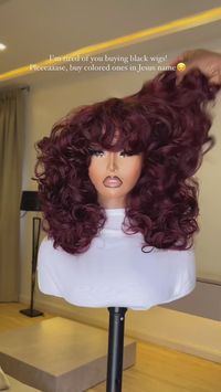 BAISI Sexy Burgundy Boucy Wavy Machine Made WIg With Bang – BAISI HAIR