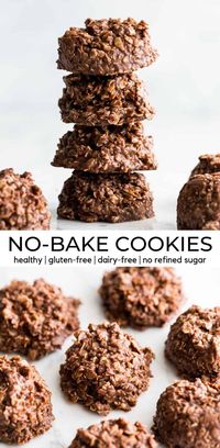 Healthy No-Bake Chocolate Peanut Butter Cookies! With only 8 good-for-you ingredients, these healthy no bake cookies are a delicious treat you can feel great about eating!