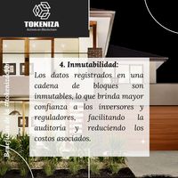 4. Inmutabilidad: Los datos registrados en una cadena de bloques son inmutables, lo que brinda mayor confianza a los inversores y reguladores, facilitando la auditoría y reduciendo los costos asociados. #Blockchain #token #tokenizacion