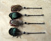 Feather Bobby Pins - Pheasant Feathers, Set of 4 - Native Tails