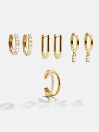 Leslie 18K Gold Earring Set - Gold – 18K Gold Plated Sterling Silver, Cubic Zirconia stones – BaubleBar