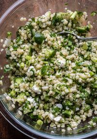 Grilled Skirt Steak with Lemon Herb Couscous Salad - Wandering chickpea