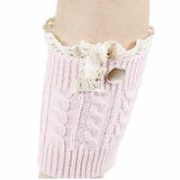 Pink Lace Top Button Knit Boot Cuff Boot Toppers