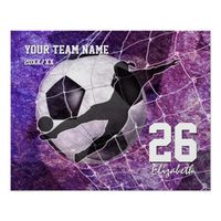 Commemorative girls' soccer team name purple poster #personalized #girls #sports #soccer #giftideas