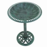 Thanks for choosing ZENSTYLE Products. This durable and stable freestanding bird bath fits well with your patio garden, Decorate your backyard with an antique finish bird bath covered with beautiful perforated detailing and Fleur-de-Lys accents. Whatever bad weather, such as rainy and snowy, this bird bath can still stand there whithout any worries. So durable products, it can be used at least 3 years. Filling the base and stand with water or sand will help the bird bath to stay upright and in p