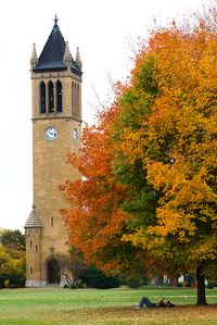 Waves of Fall colors envelop central campus of Iowa State University in Ames, Iowa. (Christopher Gannon/Gannon Visuals)