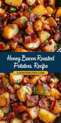 These Honey Bacon Roasted Potatoes are the perfect balance of sweet and savory! Crispy potatoes roasted with smoky bacon and a drizzle of honey make for an irresistible side dish that’s perfect for any meal. 🍽️ #RoastedPotatoes #HoneyBacon #SideDishRecipes