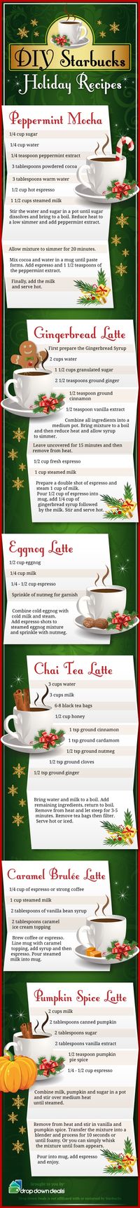 DIY Starbucks holiday drink recipes perfect for a cold winter night at home.