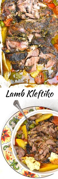 Greek Kleftiko is a boldly marinated lamb roast that cooks ow and slow for hours, sealed in parchment paper for ultimate moisture and tenderness.