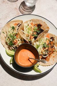 Here is a lovely fusion taco recipe that I can't wait for y'all to make, a Korean-Inspired Skirt Steak Tacos with Gochujang Mayo!