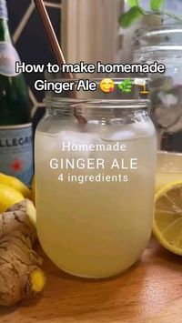 How to make homemade Ginger Ale 😋🌿🫗  #homemadegingerale #ginger #lemon #fyp #healthy #fruit #veggies #men #fit #women #life #lifestyle #naturalhealing #supplements #health