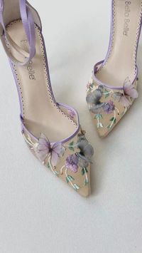 Lavender Silk Butterfly Heels for Outdoor Parties, Eve