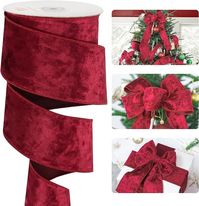 Amazon.com: HUIHUANG Red Velvet Ribbon Wired 2-1/2 inch, Christmas Velvet Ribbon for X-mas Tree, Large Bows, Wreaths, Gift Wrapping, Garland, Home Decor, Crafts-Continuous 10 Yards/Roll