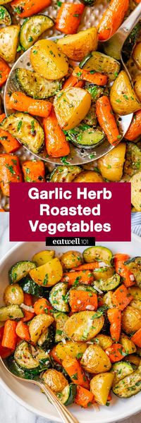 Garlic Herb Roasted Potatoes Carrots and Zucchini - #roasted #potato #carrot #zucchini #recipe #eatwell101 - These roasted vegetables make a great savory side dish that comes together in no time and pairs well with just about anything! - #recipe by #eatwell101®