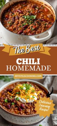 Best Ground Beef Stovetop Chili: Discover the best stovetop chili recipe made with ground beef. It’s easy, homemade, and ideal for dinner!