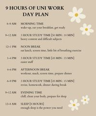 study plan🌸 #uni #university #studyplanners #dayplan #planner #plan