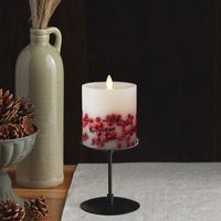 Red Berries Flameless Candle Pillar with Flame Technology | Luminara