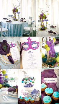 Mardi Gras Wedding...I would totally do this, not neccessarily the colors but the idea of a masked wedding is fantastic