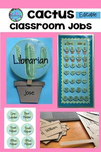 Cactus Classroom Jobs -Editable Want a unique and easy way to display and change classroom jobs each week?  These editable classroom jobs are perfect for your cactus themed classroom. Click to see! #classroomjobs #classroomjobselementary #cactusclassroomjobs #cactusclassroom