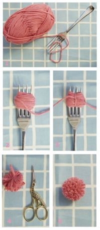 Forks are also great for making tiny pom-poms. | 26 Clever And Inexpensive Crafting Hacks...