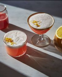 Rhubarb Gin Sour Cocktail - Izy Hossack - Top With Cinnamon