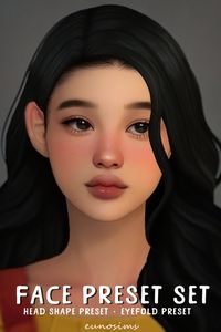 Transform your Sims with these stunning Sims 4 face presets, found at number 11a on this Sims 4 presets list! It features a head shape and eye fold preset that add soft, delicate touches like fuller lips, gentle brows, and defined eyes. I’ve used these to create naturally beautiful Sims, and the customization options are endless—from lips to jaws and noses. These presets, along with body mods, have completely elevated my gameplay. Trust me, they’re absolute must-haves for your CC folder!