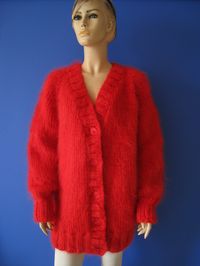 Made to Order New HAND Knitted Red MOHAIR Cardigan - Etsy