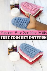 Randomly crochet stitches with a small scrubbie pad in the center of your crocheted mitt, and you have face scrubs sure to brighten your day! This pattern is simple enough for beginners but will challenge those more advanced.