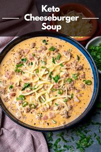 Warm up with this Comforting Keto Cheeseburger Soup. It's the perfect blend of cheesy goodness and hearty ingredients, all while keeping it keto-friendly.