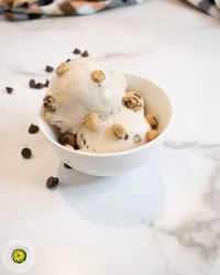 Ninja Creami Cookie Dough Protein Ice Cream with 402 calories, 34 grams of protein, 21 grams of sugar, and 13 WW points, 61 carbs, and 14 fat for the entire pint!!